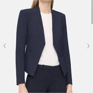 Theory Navy Lanai Tuck Stripe Wool Blazer